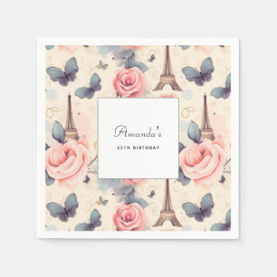 Eiffelturm Schmetterling und Rose Muster Geburtsta Serviette