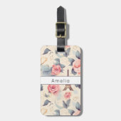 Eiffelturm Schmetterling und Rose Muster Gepäckanhänger (Vorderseite vertikal)