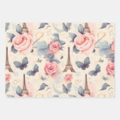 Eiffelturm Schmetterling und Rose Muster Geschenkpapier Set (Vorderseite 2)