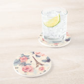 Eiffelturm Schmetterling und Rose Muster Getränkeuntersetzer (Seite)