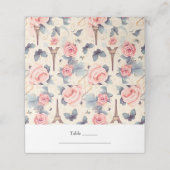 Eiffelturm-Schmetterling und Rose-Muster Hochzeit Platzkarte (Außenseite Aufgefaltet)