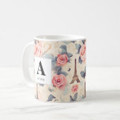 Eiffelturm Schmetterling und Rose Muster Kaffeetasse (Vorderseite Links)