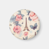 Eiffelturm Schmetterling und Rose Muster Magnet (Vorne)