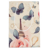 Eiffelturm Schmetterling und Rose Muster Mittlere Geschenktüte (Vorderseite)