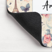 Eiffelturm Schmetterling und Rose Muster Mousepad (Ecke)