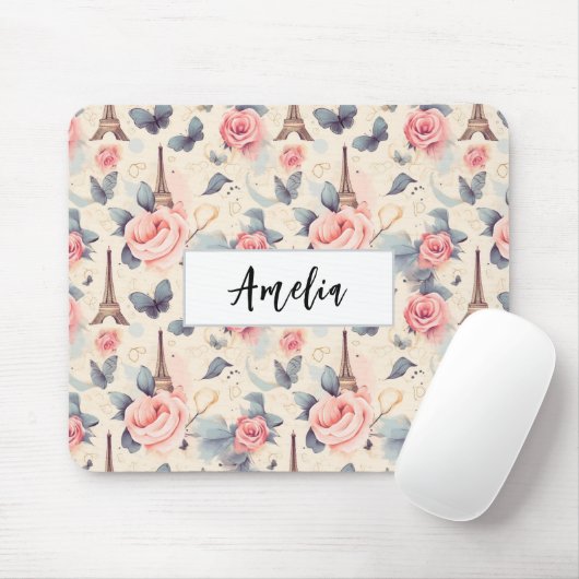 Eiffelturm Schmetterling und Rose Muster Mousepad (Mit Mouse)