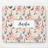 Eiffelturm Schmetterling und Rose Muster Mousepad (Vorne)