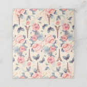 Eiffelturm Schmetterling und Rose Muster Platzkarte (Außenseite Aufgefaltet)