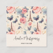 Eiffelturm Schmetterling und Rose Muster Quadratische Visitenkarte (Vorderseite)