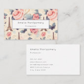 Eiffelturm Schmetterling und Rose Muster Visitenkarte (Vorne/Hinten)