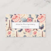 Eiffelturm Schmetterling und Rose Muster Visitenkarte (Vorderseite)