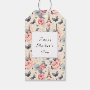 Eiffelturm Schmetterling und Rose Muttertag Geschenkanhänger