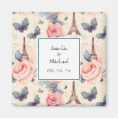 Eiffelturm Schmetterling und Rose Save the Date Magnet (Vorne)