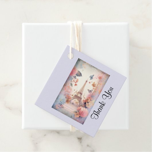 Eiffelturm Schmetterlinge und Blume Vielen Dank Geschenkanhänger (Beispiel)