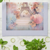Eiffelturm Schmetterlinge und Blumen Geschirrtuch (Gefaltet)