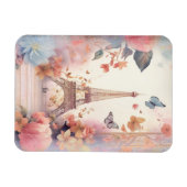 Eiffelturm Schmetterlinge und Blumen Magnet (Horizontal)
