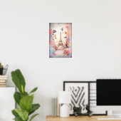 Eiffelturm Schmetterlinge und Blumen Poster (Heimbüro)