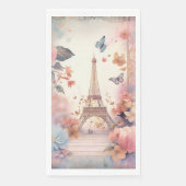 Eiffelturm-Schmetterlinge und Blumen Serviette (Vorderseite)