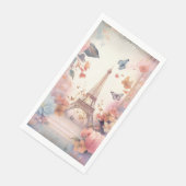 Eiffelturm-Schmetterlinge und Blumen Serviette (Ecke)