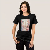 Eiffelturm Schmetterlinge und Blumen Tri-Blend Shirt (Vorderseite voll)