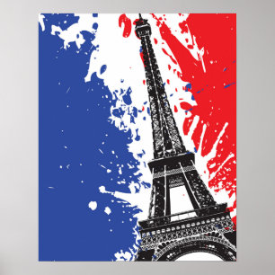 Eiffelturm   Schmutz-Flagge Paris, Frankreich   Poster