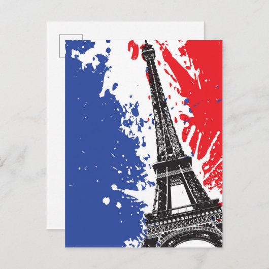 Eiffelturm | Schmutz-Flagge Paris, Frankreich | Postkarte (Vorne/Hinten)