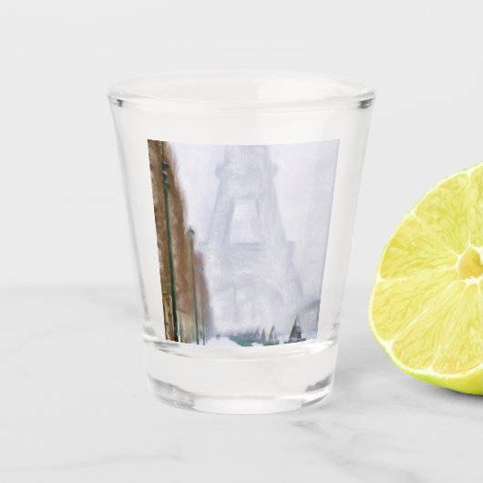 Eiffelturm-Schnee Schnapsglas (Vorderseite)