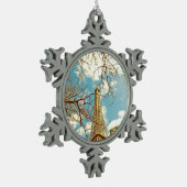 Eiffelturm Schneeflocken Zinn-Ornament (Links)