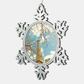 Eiffelturm Schneeflocken Zinn-Ornament (Rechts)
