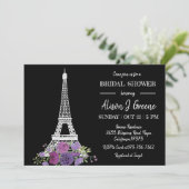 Eiffelturm Schwarz-Weiß-Brautparty Einladung (Stehend Vorderseite)