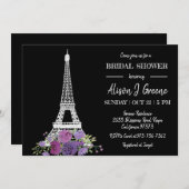 Eiffelturm Schwarz-Weiß-Brautparty Einladung (Vorne/Hinten)