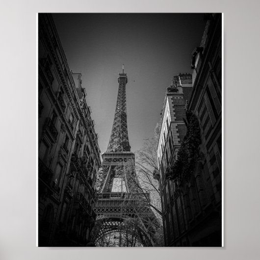 Eiffelturm Schwarz-Weiß-Foto Poster (Vorne)