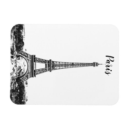 Eiffelturm schwarz-weiß magnet (Horizontal)