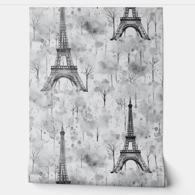 Eiffelturm Schwarz-weiß Paris Tapete (Abrollen)