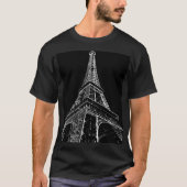 Eiffelturm Schwarz/Weiß Pop Retro T-Shirt (Vorderseite)