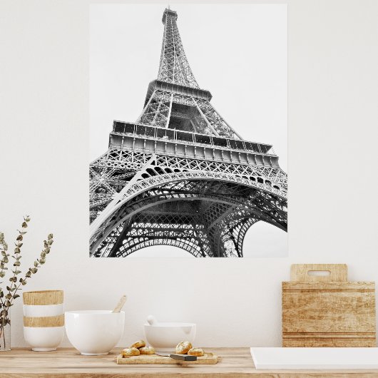 Eiffelturm Schwarz-Weiß-Poster Poster (Küche)