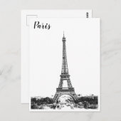 Eiffelturm schwarz-weiß postkarte (Vorne/Hinten)