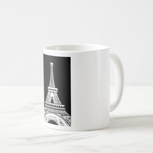 Eiffelturm Schwarz-weißes Bild Kaffeetasse (VorderseiteRechts)