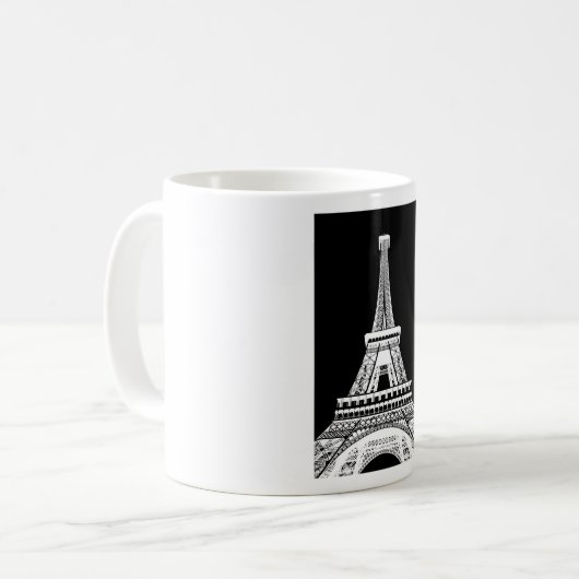 Eiffelturm Schwarz-weißes Bild Kaffeetasse (Vorderseite Links)