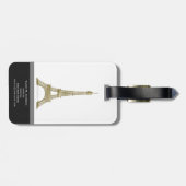 Eiffelturm-schwarze moderne Paris-Wort-Gewohnheit Gepäckanhänger (Rückseite horizontal)