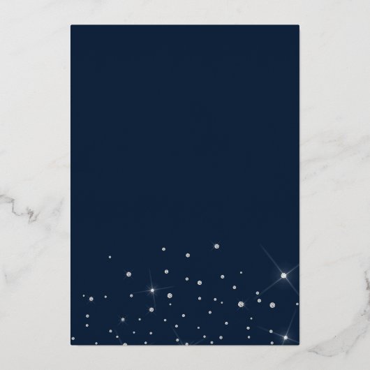 Eiffelturm silberne Glitzer leuchtet blau Sweet 16 Folieneinladung (Rückseite)