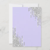 Eiffelturm, Silberne Tropfen Lavander Quinceañera Einladung (Rückseite)