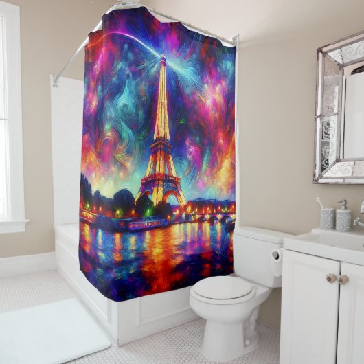 "Eiffelturm: Sonnenuntergang auf der Seine" Duschvorhang (Beispiel)