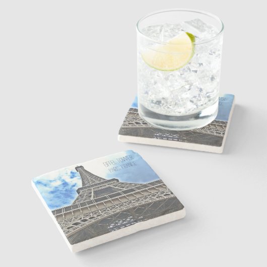Eiffelturm Stone Untersetzer - Anpassen! (Seitenansicht)