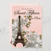 Eiffelturm Süß 15 15 Einladungen (Vorne/Hinten)