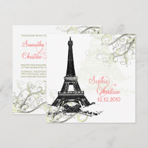 EIFFELTURM+SWIRLS/DIY-HINTERGRUNDFARBE EINLADUNG