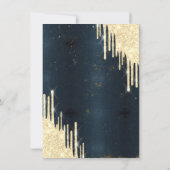 Eiffelturm, Tiara, Tropfen Dunkler Blaue Quinceañe Einladung (Rückseite)