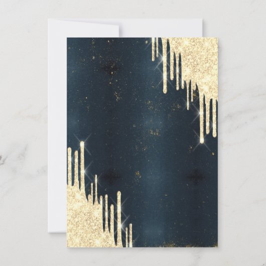 Eiffelturm, Tiara, Tropfen Dunkler Blaue Quinceañe Einladung (Rückseite)