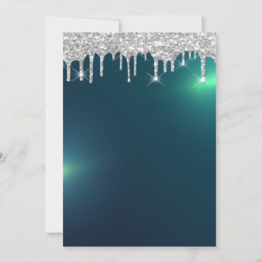 Eiffelturm, Tiara, Tropfen Green Quinceañera Einladung (Rückseite)