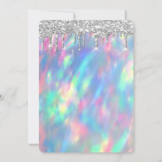 Eiffelturm, Tiara, Tropfen Holographic Quinceañera Einladung (Rückseite)